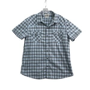 Converse One Star Western Shirt Mens Large Blue Plaid Pearl Snap Academia Y2K